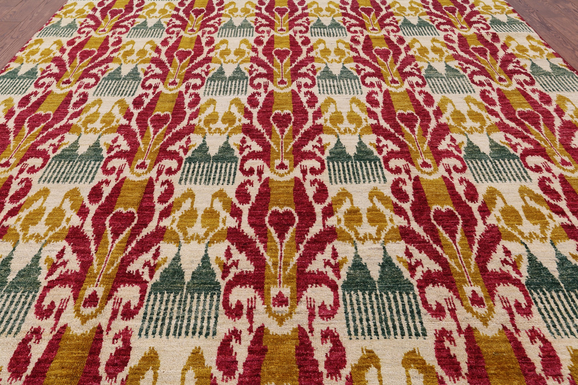 Ikat Handmade Wool Area Rug - 8' 10" X 12' 2" - Golden Nile