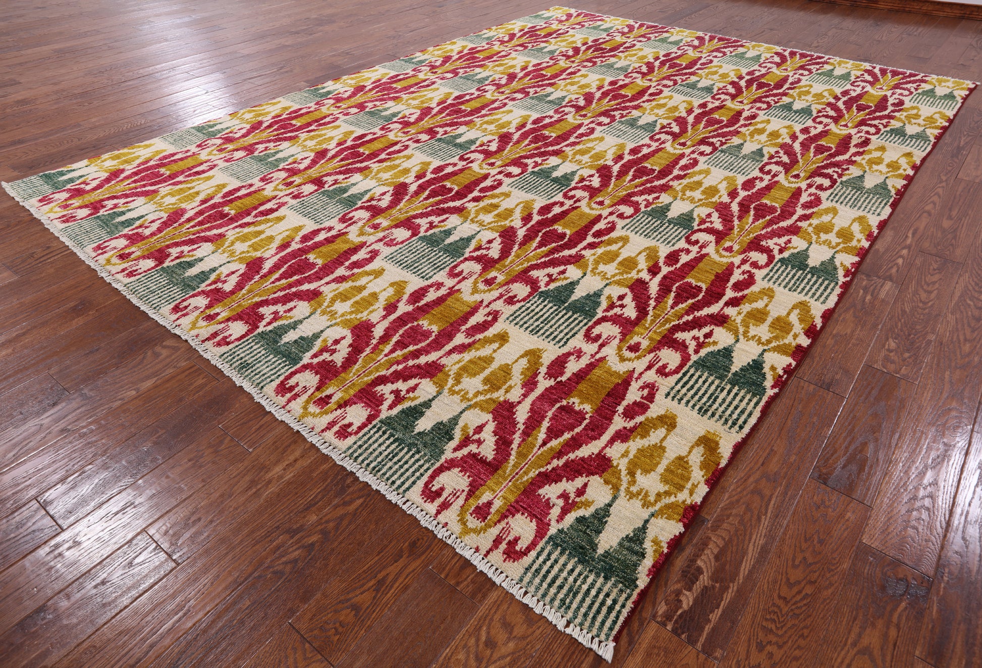 Ikat Handmade Wool Area Rug - 8' 10" X 12' 2" - Golden Nile