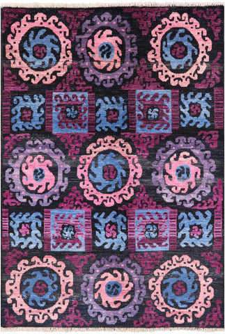 Ikat Handmade Wool Area Rug - 6' 2