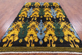 Ikat Hand Knotted Wool Rug - 6' 0" X 9' 0" - Golden Nile