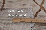 Ivory Signed Tribal Moroccan Hand Knotted Wool Rug - 5' 10" X 9' 1" - Golden Nile