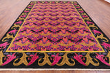 Pink William Morris Hand Knotted Wool Rug - 9' 9" X 13' 7" - Golden Nile