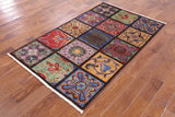 Arts & Crafts Stained Glass Handmade Wool Area Rug - 3' 10" X 6' 3" - Golden Nile
