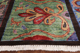 Arts & Crafts Stained Glass Handmade Wool Area Rug - 3' 10" X 6' 3" - Golden Nile