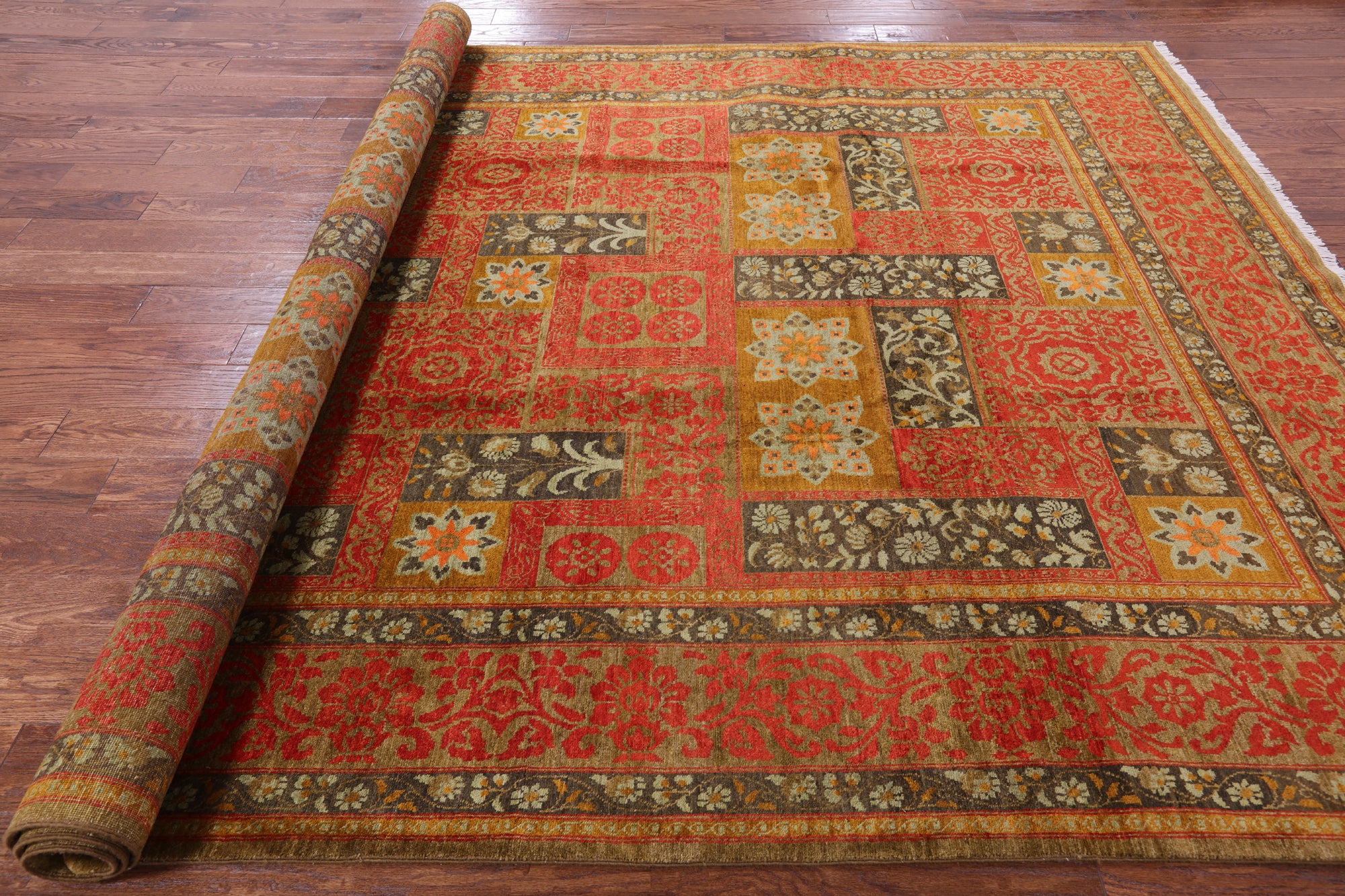 William Morris Handmade Wool Rug - 8' 1" X 10' 7" - Golden Nile