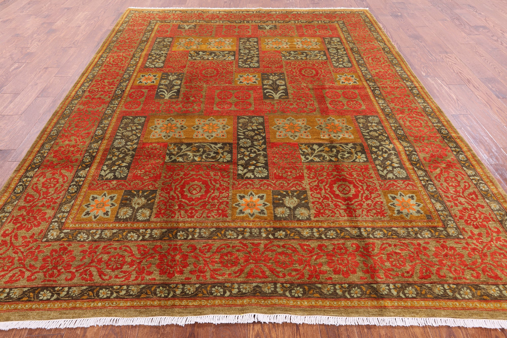 William Morris Handmade Wool Rug - 8' 1" X 10' 7" - Golden Nile
