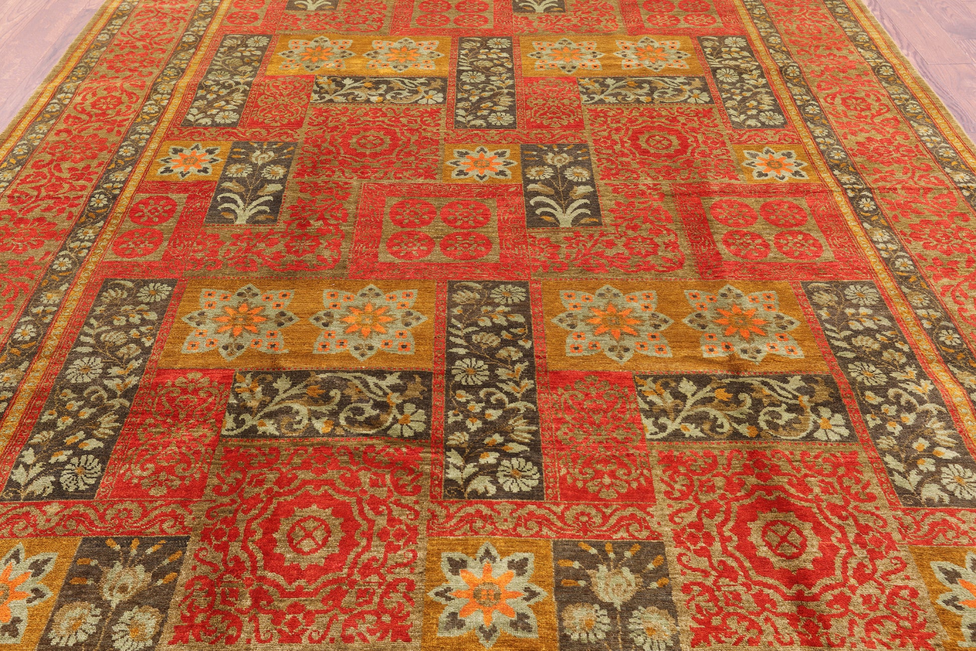 William Morris Handmade Wool Rug - 8' 1" X 10' 7" - Golden Nile