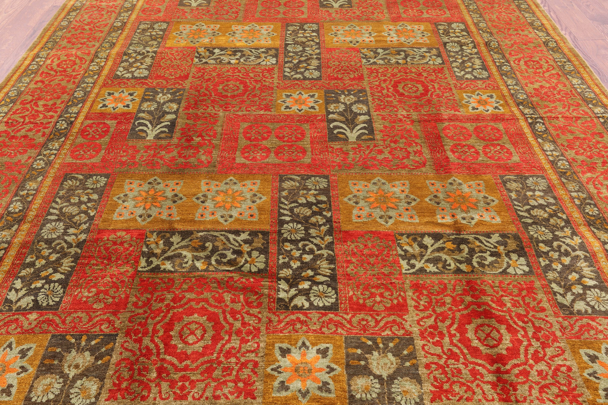 William Morris Handmade Wool Rug - 8' 1" X 10' 7" - Golden Nile