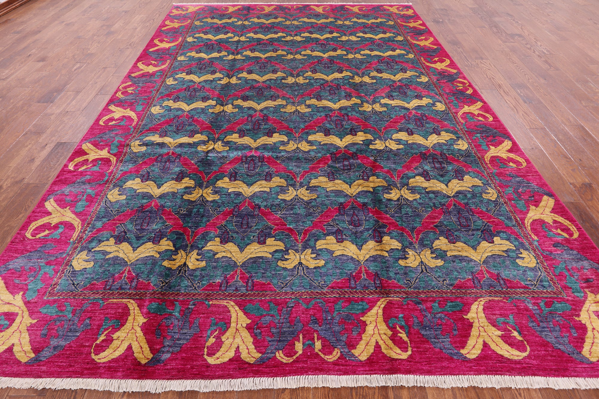 Blue William Morris Handmade Area Rug - 8' 9" X 12' 6" - Golden Nile