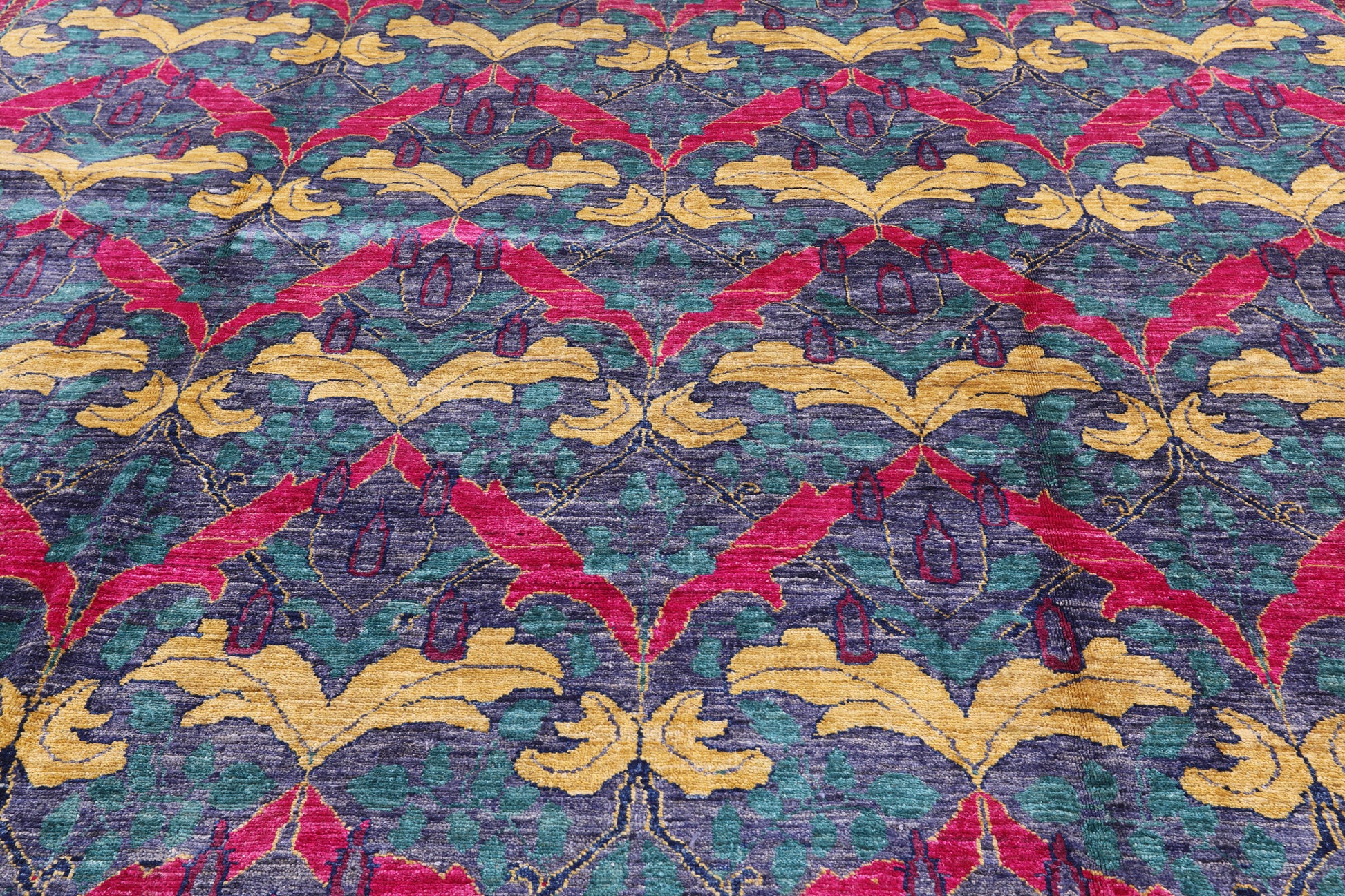 Blue William Morris Handmade Area Rug - 8' 9" X 12' 6" - Golden Nile