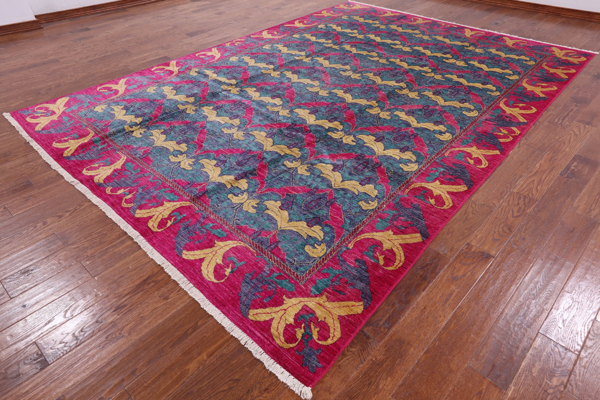 Blue William Morris Handmade Area Rug - 8' 9" X 12' 6" - Golden Nile