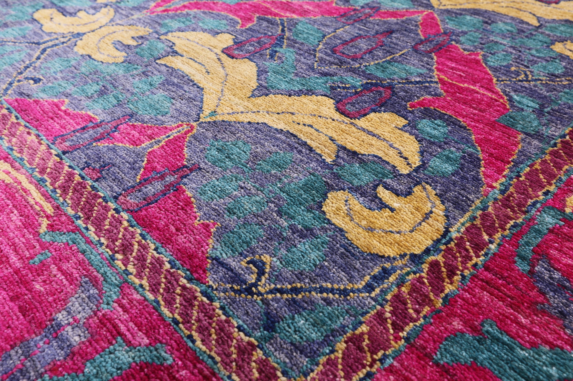 Blue William Morris Handmade Area Rug - 8' 9" X 12' 6" - Golden Nile