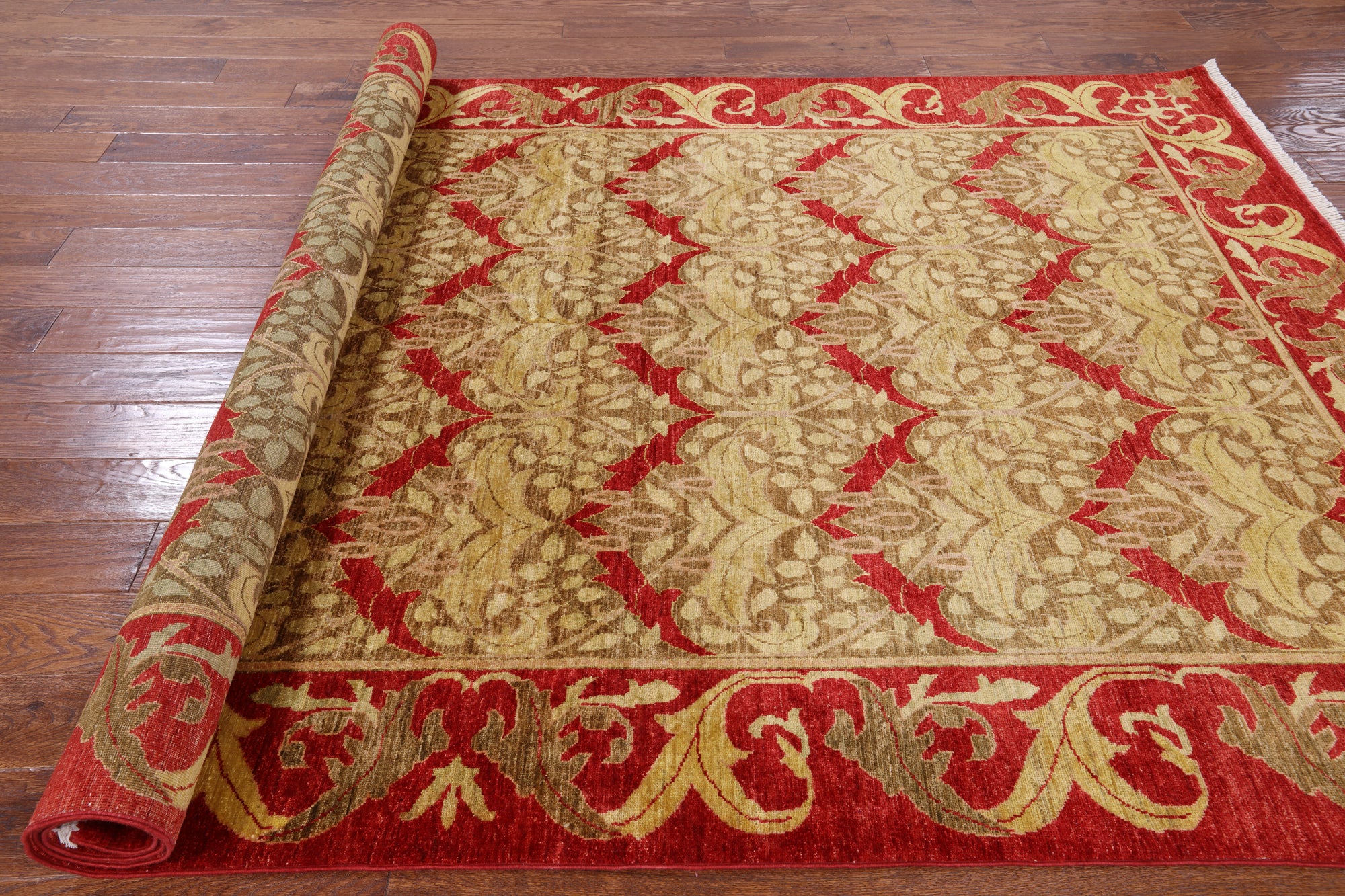 William Morris Hand Knotted Area Rug - 6' 3" X 9' 10" - Golden Nile