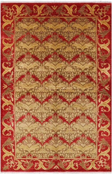 William Morris Hand Knotted Area Rug - 6' 3" X 9' 10" - Golden Nile
