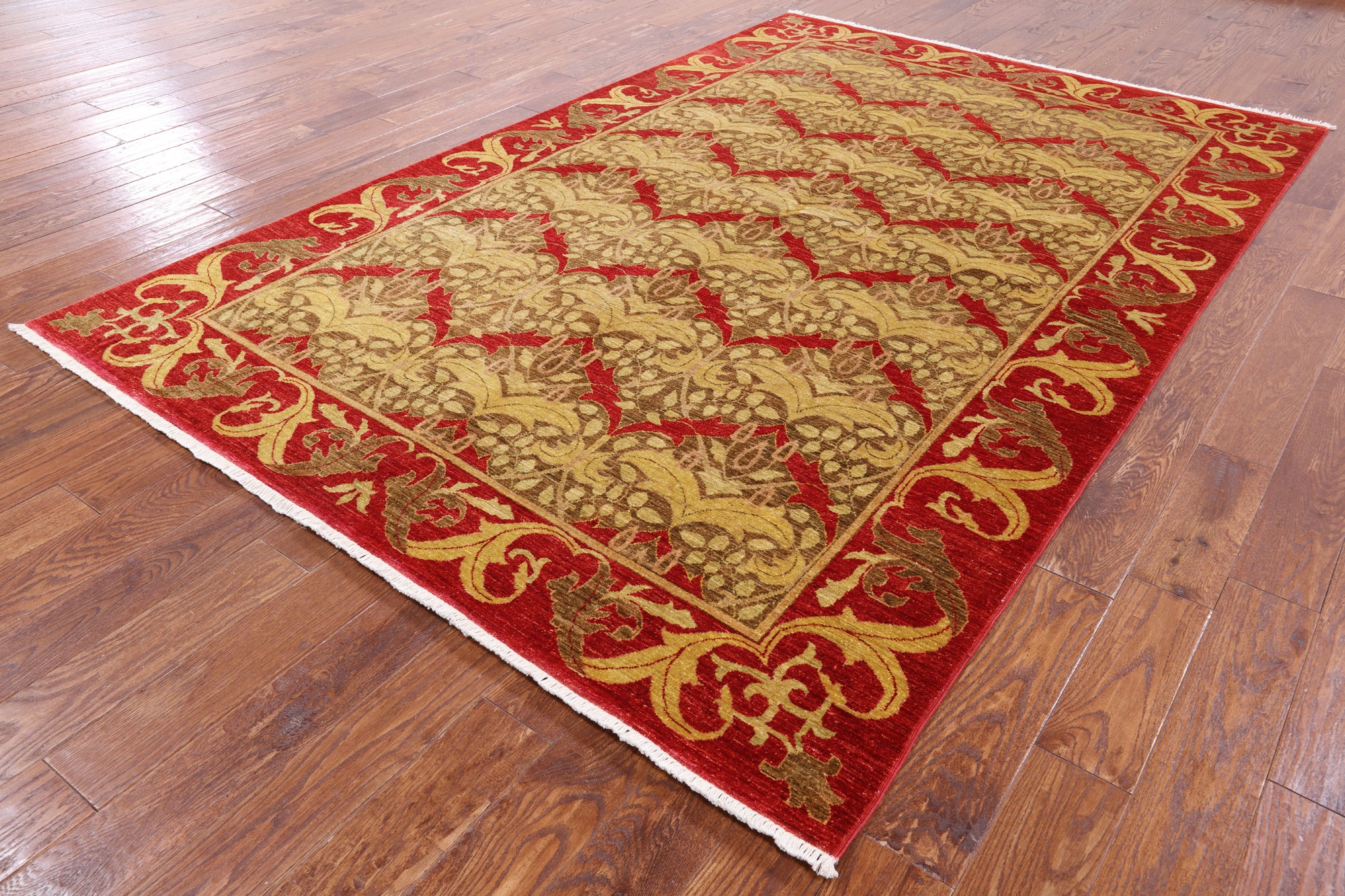 William Morris Hand Knotted Area Rug - 6' 3" X 9' 10" - Golden Nile