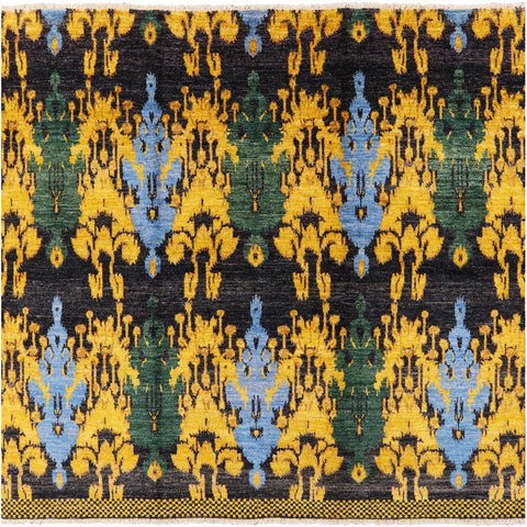Square Ikat Handmade Wool Area Rug - 7' 10