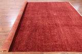 Red Full Pile Overdyed Hand Knotted Area Rug - 9' 0" X 11' 10" - Golden Nile