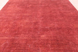 Red Full Pile Overdyed Hand Knotted Area Rug - 9' 0" X 11' 10" - Golden Nile