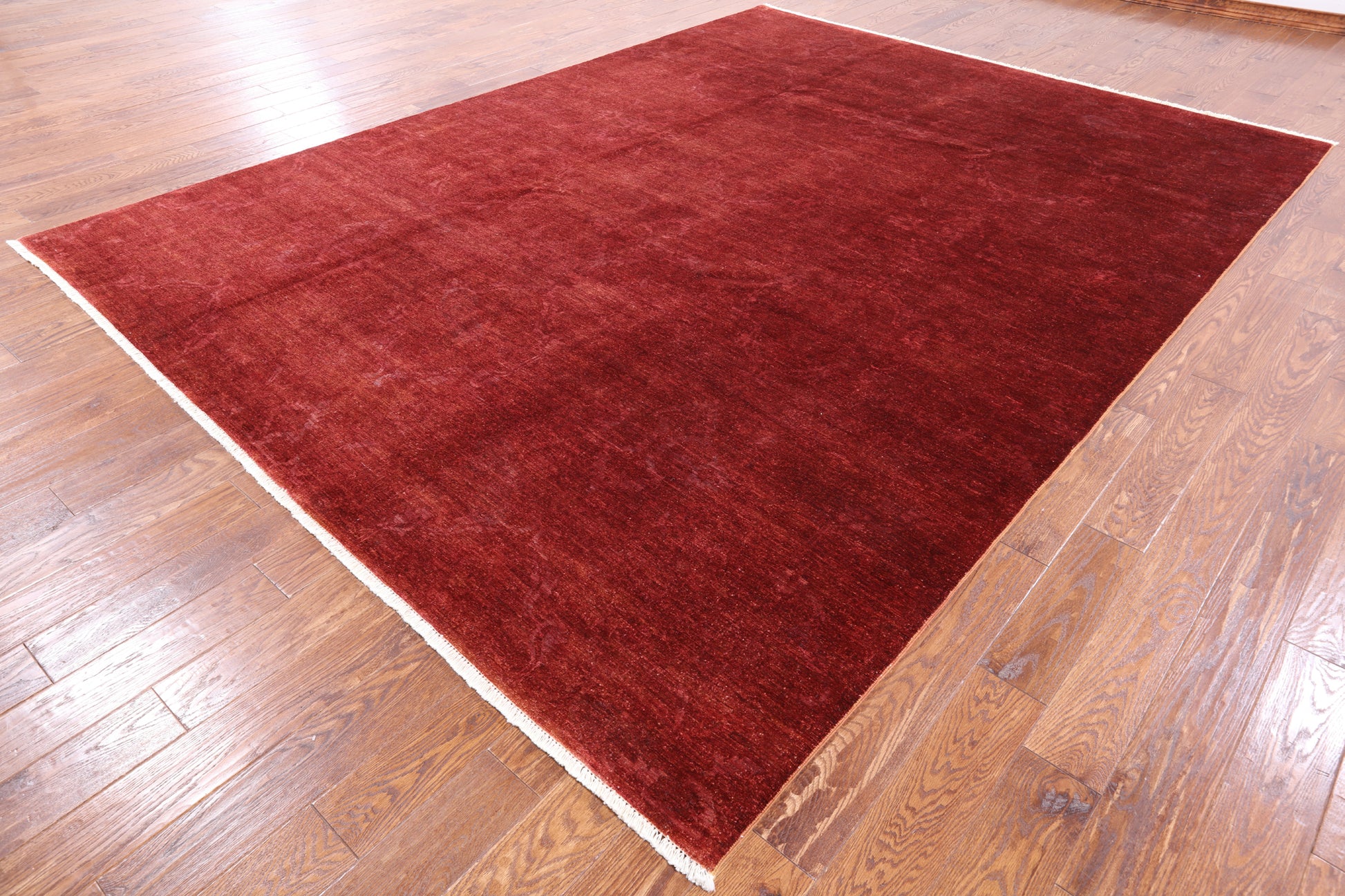 Red Full Pile Overdyed Hand Knotted Area Rug - 9' 0" X 11' 10" - Golden Nile