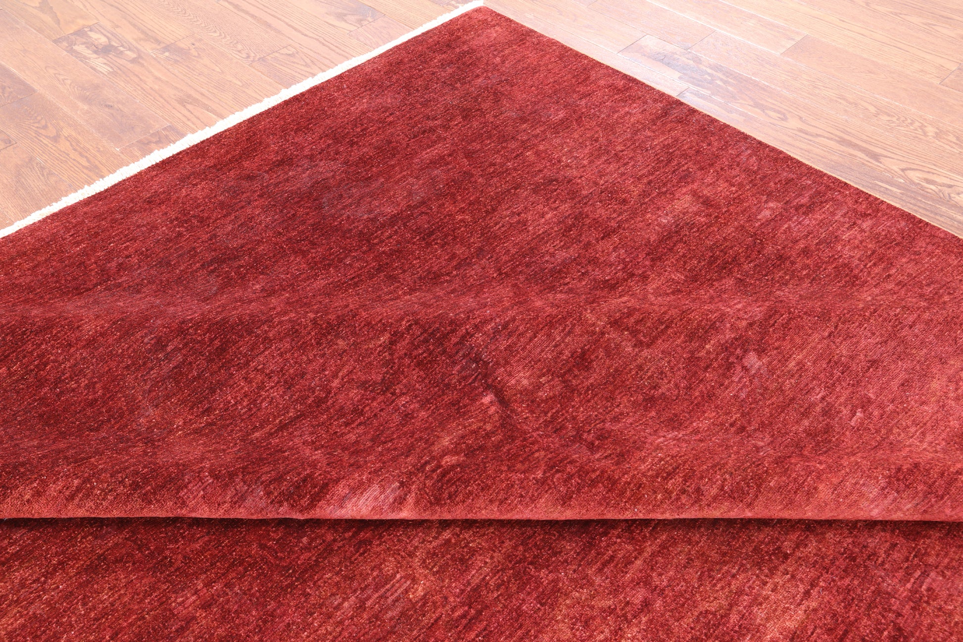 Red Full Pile Overdyed Hand Knotted Area Rug - 9' 0" X 11' 10" - Golden Nile