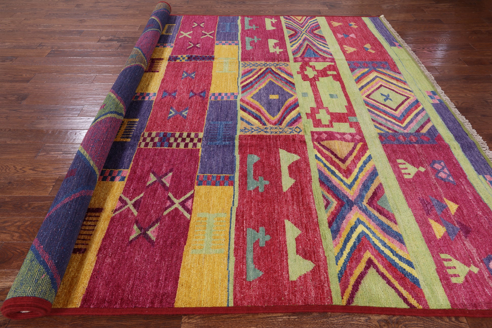 Navajo Design Hand Knotted Wool Rug - 9' 5" X 11' 10" - Golden Nile