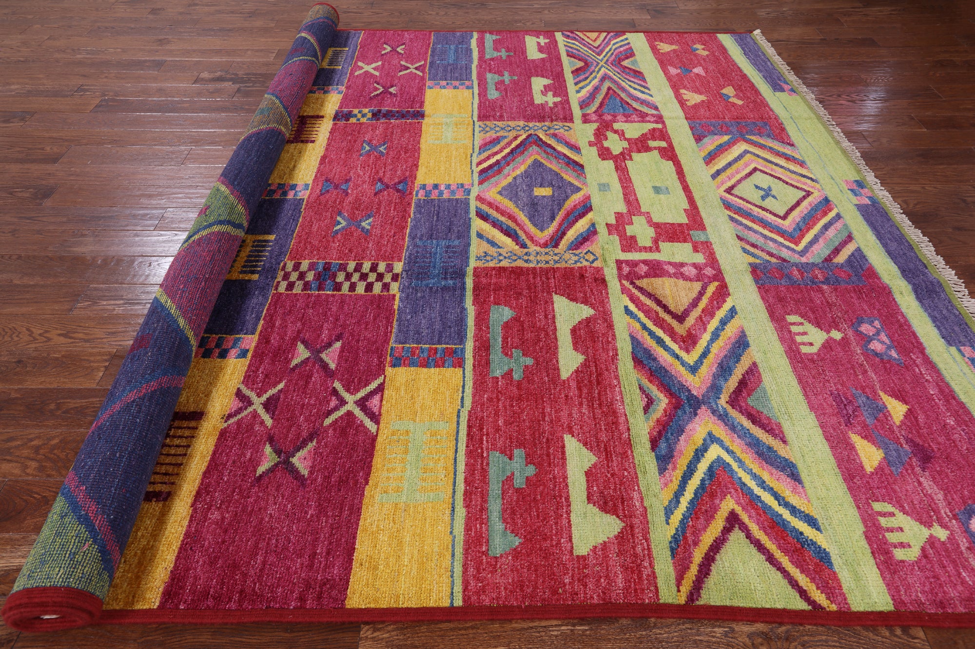 Navajo Design Hand Knotted Wool Rug - 9' 5" X 11' 10" - Golden Nile