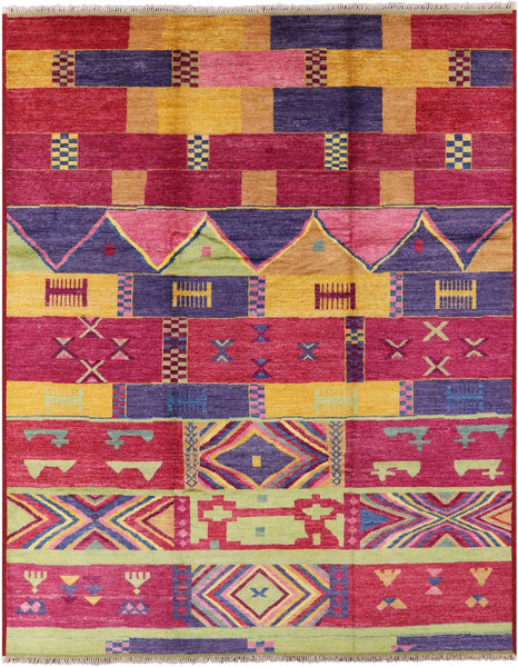 Navajo Design Hand Knotted Wool Rug - 9' 5" X 11' 10" - Golden Nile