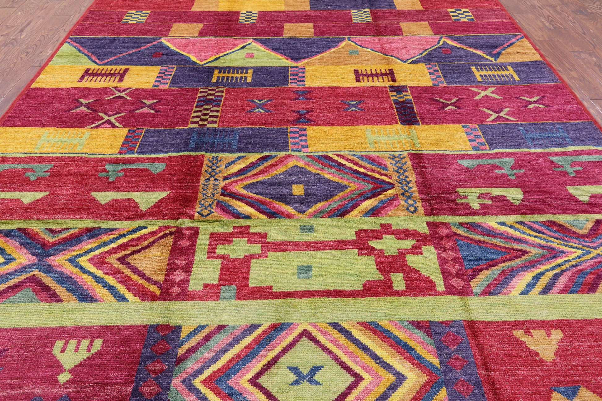 Navajo Design Hand Knotted Wool Rug - 9' 5" X 11' 10" - Golden Nile