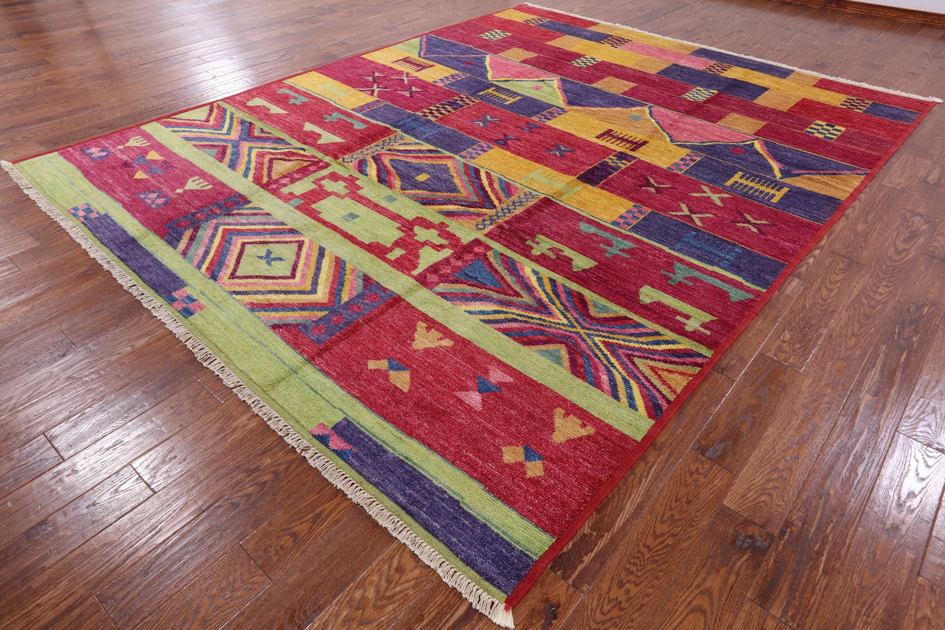 Navajo Design Hand Knotted Wool Rug - 9' 5" X 11' 10" - Golden Nile