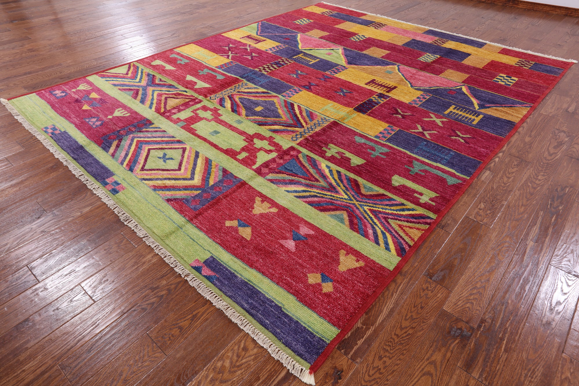 Navajo Design Hand Knotted Wool Rug - 9' 5" X 11' 10" - Golden Nile