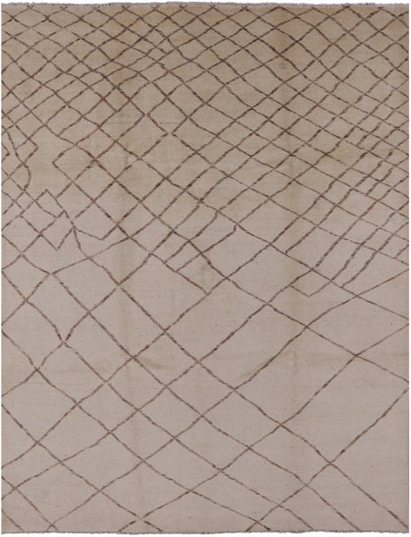 Ivory Moroccan Handmade Wool Area Rug - 7' 10" X 10' 3" - Golden Nile