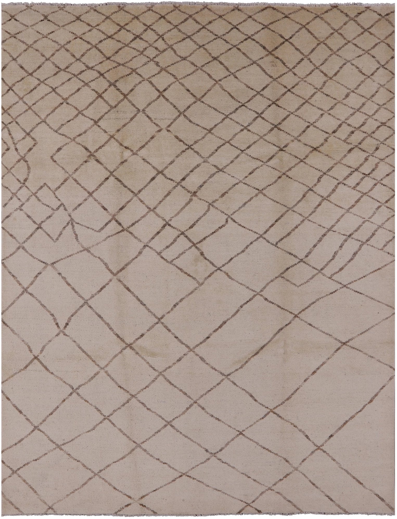 Ivory Moroccan Handmade Wool Area Rug - 7' 10" X 10' 3" - Golden Nile
