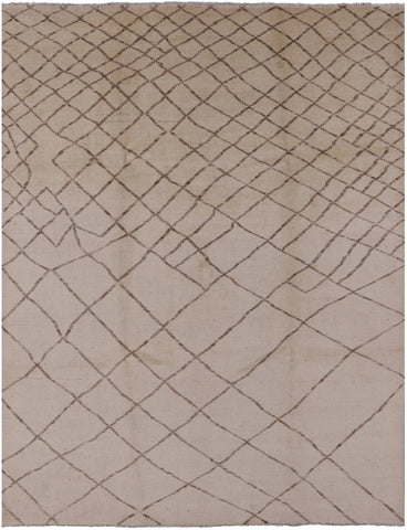 Ivory Moroccan Handmade Wool Area Rug - 7' 10