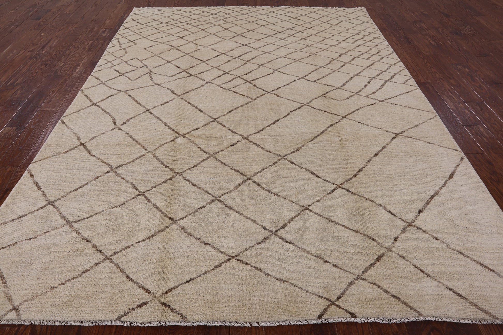 Ivory Moroccan Handmade Wool Area Rug - 7' 10" X 10' 3" - Golden Nile