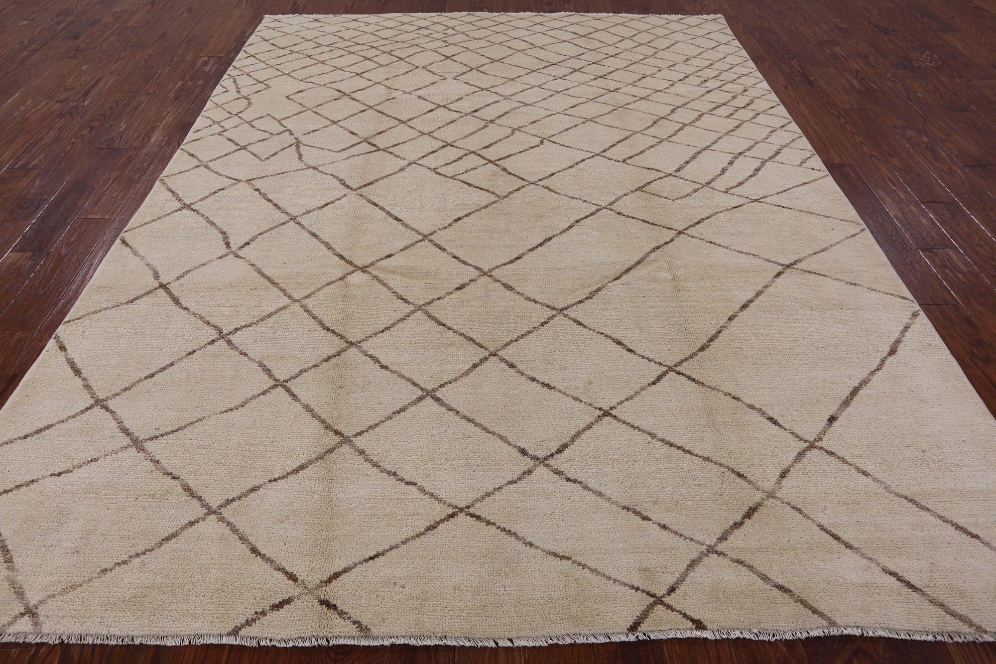 Ivory Moroccan Handmade Wool Area Rug - 7' 10" X 10' 3" - Golden Nile