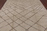 Ivory Moroccan Handmade Wool Area Rug - 7' 10" X 10' 3" - Golden Nile