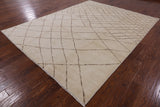 Ivory Moroccan Handmade Wool Area Rug - 7' 10" X 10' 3" - Golden Nile