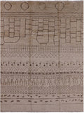 Ivory Tribal Moroccan Hand Knotted Area Rug - 8' 0" X 10' 8" - Golden Nile