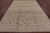 Ivory Tribal Moroccan Hand Knotted Area Rug - 8' 0" X 10' 8" - Golden Nile