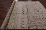 Ivory Tribal Moroccan Hand Knotted Area Rug - 8' 0" X 10' 8" - Golden Nile