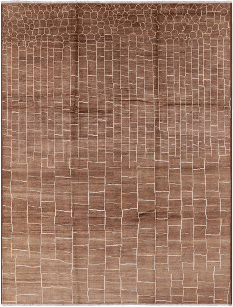 Brown Moroccan Handmade Area Rug - 8' 10" X 11' 10" - Golden Nile