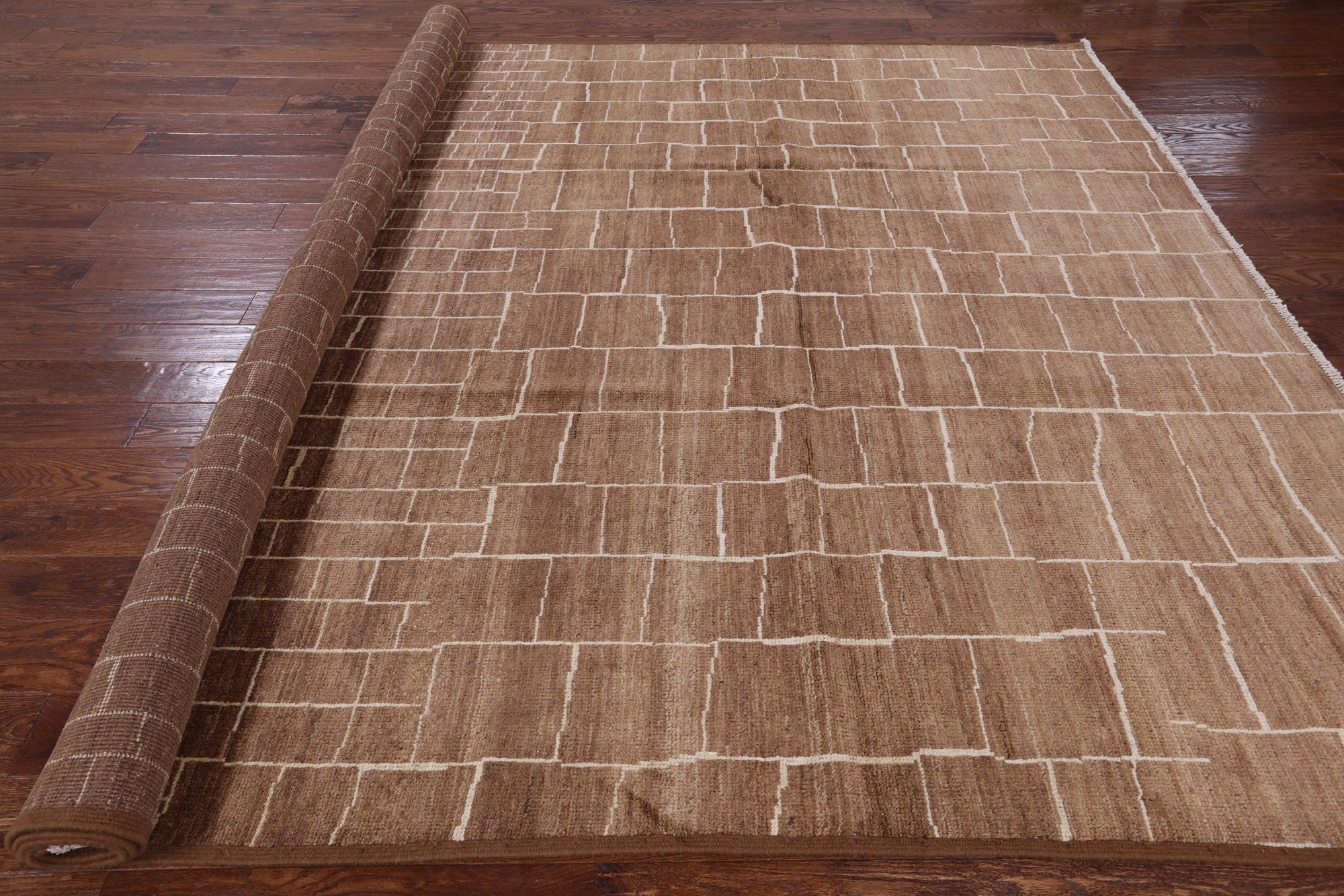 Brown Moroccan Handmade Area Rug - 8' 10" X 11' 10" - Golden Nile