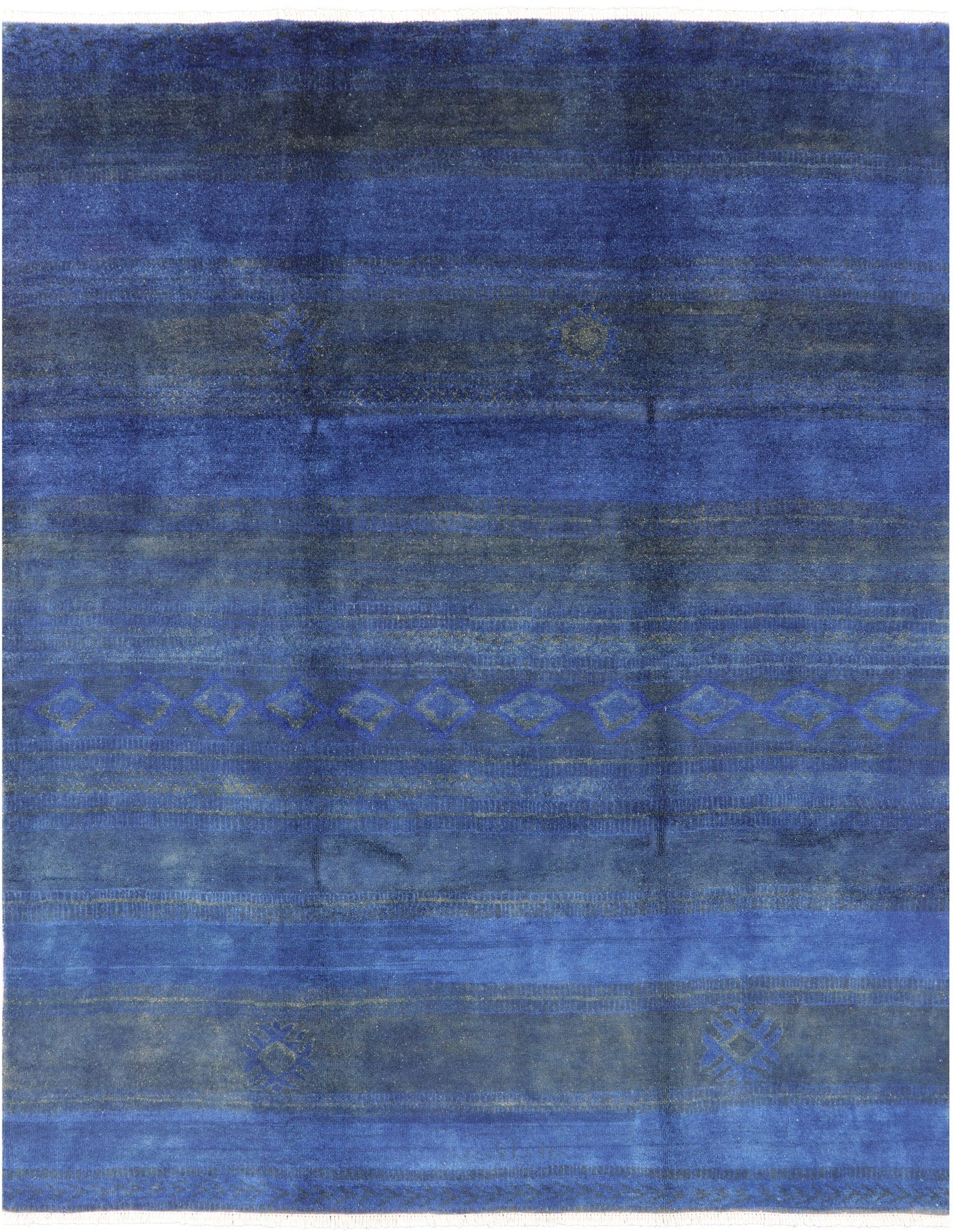 Blue Moroccan Hand Knotted Area Rug - 8' 10" X 11' 1" - Golden Nile