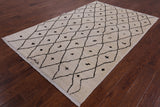 Ivory Signed Tribal Moroccan Hand Knotted Wool Rug - 5' 2" X 7' 10" - Golden Nile