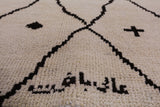 Ivory Signed Tribal Moroccan Hand Knotted Wool Rug - 5' 2" X 7' 10" - Golden Nile