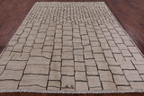 Ivory Signed Moroccan Hand Knotted Area Rug - 8' 1" X 10' 1" - Golden Nile