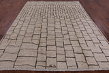 Ivory Signed Moroccan Hand Knotted Area Rug - 8' 1" X 10' 1" - Golden Nile