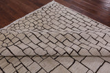 Ivory Signed Moroccan Hand Knotted Area Rug - 8' 1" X 10' 1" - Golden Nile