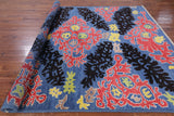 Blue Ikat Hand Knotted Wool Area Rug - 8' 2" X 10' 0" - Golden Nile
