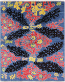 Blue Ikat Hand Knotted Wool Area Rug - 8' 2" X 10' 0" - Golden Nile